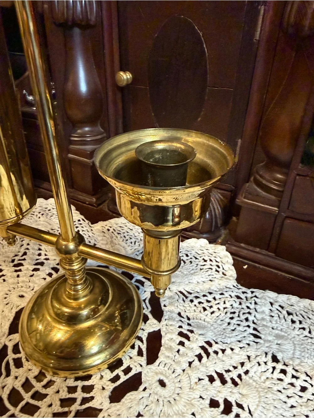Brass Candle and Snuffer Holder - Polished Gold Finish
